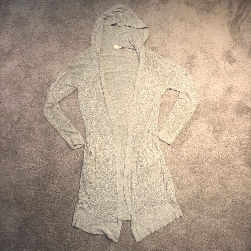 Light gray duster cardigan